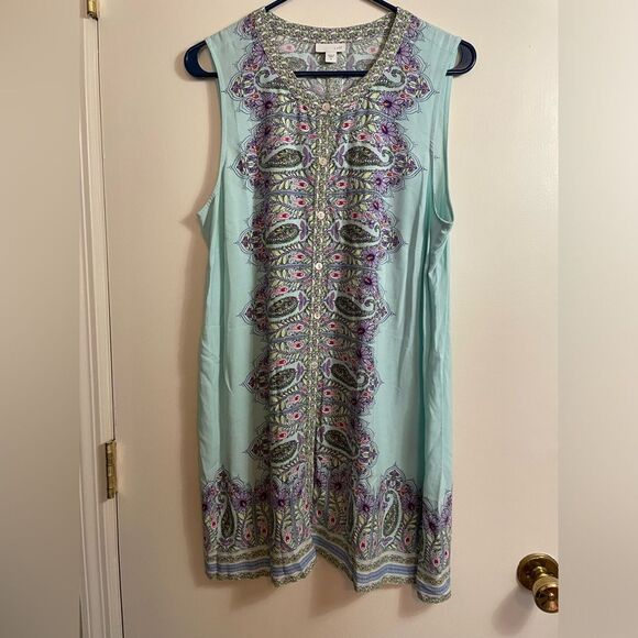 J. Jill Top Paisley Tunic Tank Sleeveless Boho Front Paisley in Medium - Picture 1 of 8